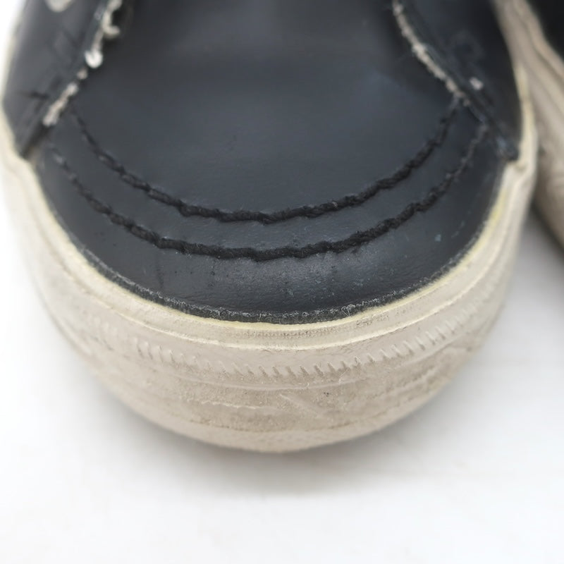 Golden Goose Slide Glitter Sneakers Blue Calf Hair &amp; Black Leather Size 37