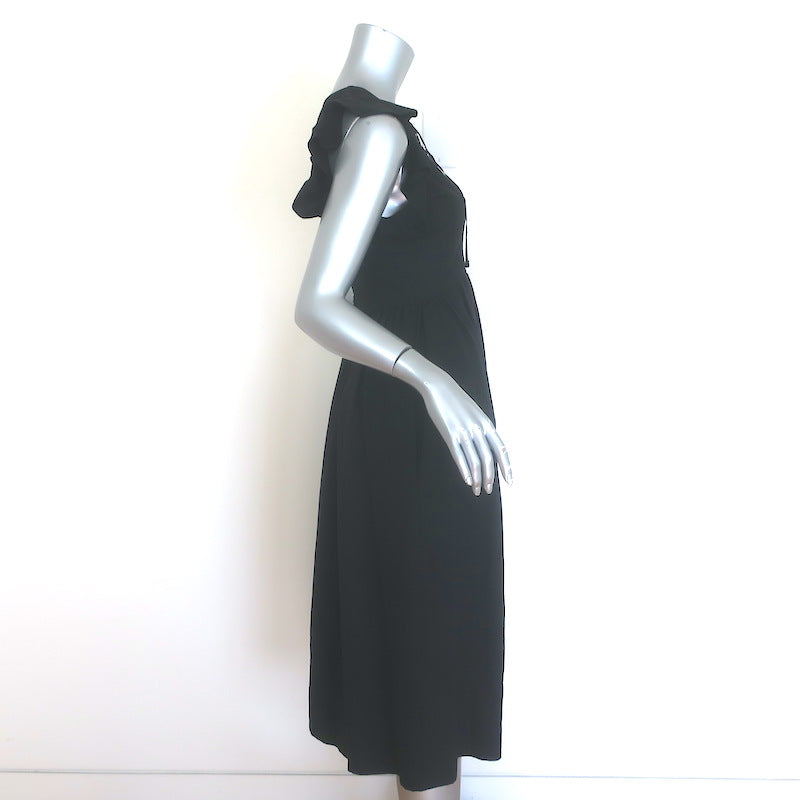 Ulla Johnson Karyn Lace-Up Flutter Sleeve Midi Dress Black Linen-Blend Size 0