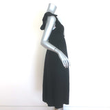 Ulla Johnson Karyn Lace-Up Flutter Sleeve Midi Dress Black Linen-Blend Size 0
