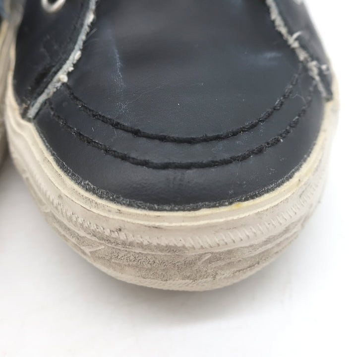 Golden Goose Slide Glitter Sneakers Blue Calf Hair &amp; Black Leather Size 37