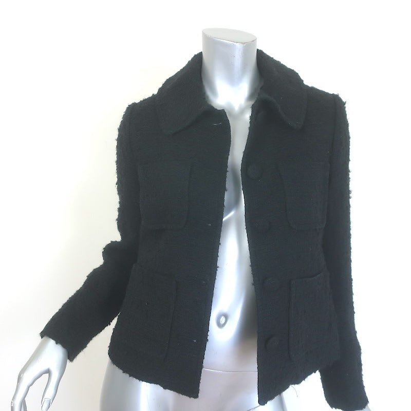 Doen Colleen Multi-Pocket Boucle Tweed Jacket Black Size Extra Small