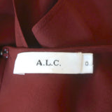 A.L.C. Sally Ruffled Open-Back Blouse Bordeaux Silk Size 0 Long Sleeve Top