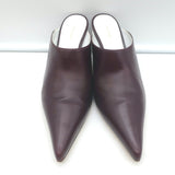 The Row Bourgeoisie Mules Burgundy Leather Size 37.5 Pointed Toe Heels