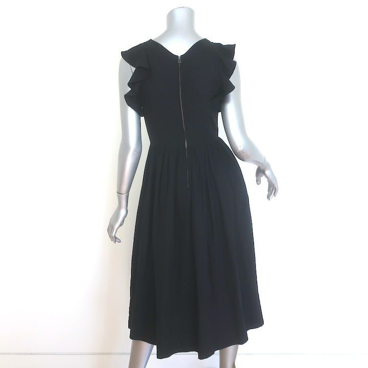 Ulla Johnson Karyn Lace-Up Flutter Sleeve Midi Dress Black Linen-Blend Size 0