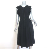 Ulla Johnson Karyn Lace-Up Flutter Sleeve Midi Dress Black Linen-Blend Size 0