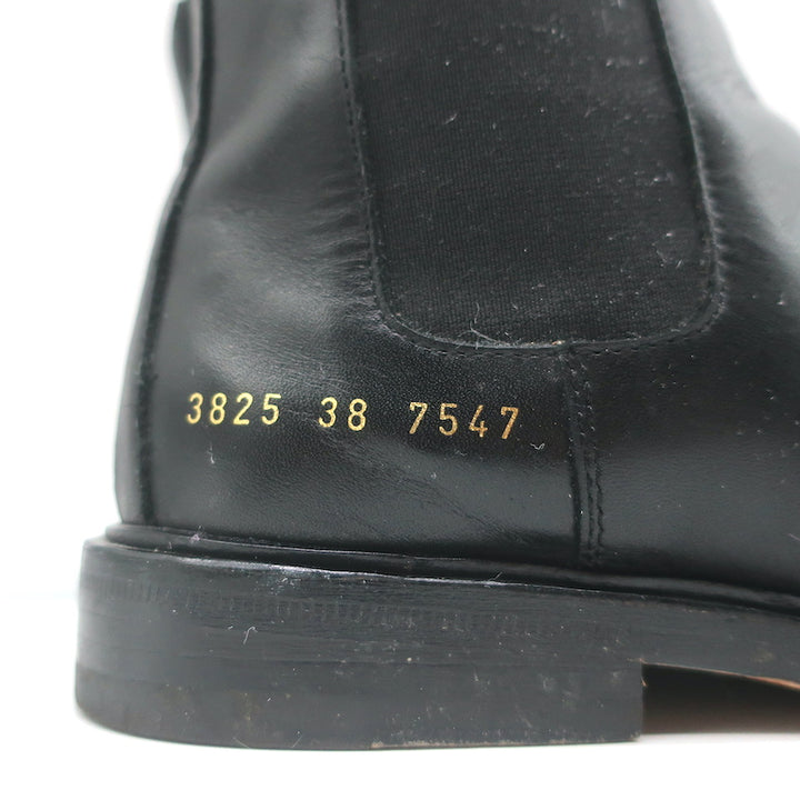 Woman by Common Projects Chelsea Boots Black Leather Size 38 Flat Ankle Boots