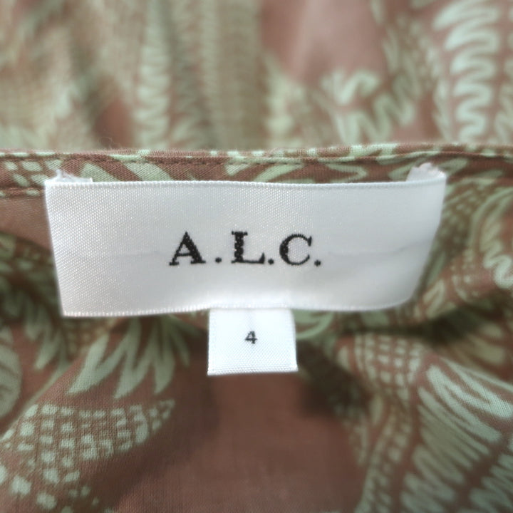 A.L.C. Iman Tiered Maxi Dress Beige/Pastel Green Paisley Print Cotton Size 4