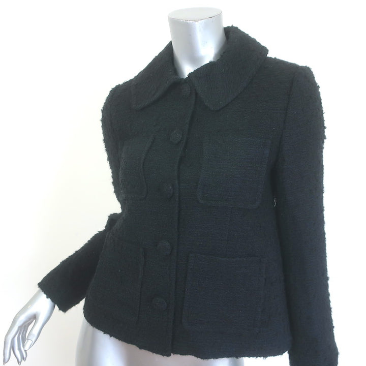 Doen Colleen Multi-Pocket Boucle Tweed Jacket Black Size Extra Small