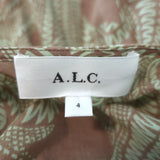 A.L.C. Iman Tiered Maxi Dress Beige/Pastel Green Paisley Print Cotton Size 4