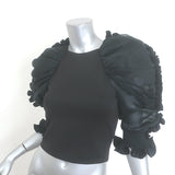 Alice + Olivia Ollie Ruffled Organza-Sleeve Crop Top Black Size 0