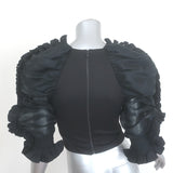 Alice + Olivia Ollie Ruffled Organza-Sleeve Crop Top Black Size 0