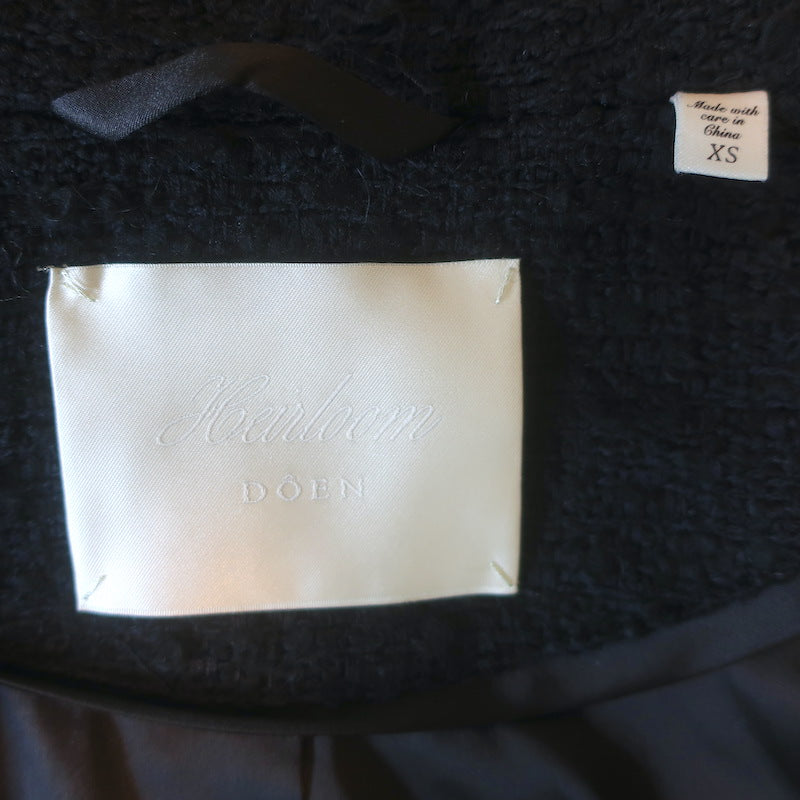 Doen Colleen Multi-Pocket Boucle Tweed Jacket Black Size Extra Small