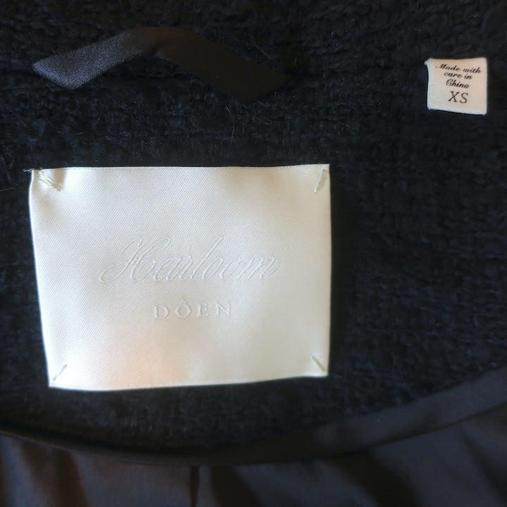 Doen Colleen Multi-Pocket Boucle Tweed Jacket Black Size Extra Small