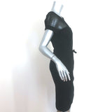 Oscar de la Renta Chiffon-Paneled Boucle Belted Dress Black Wool-Blend Size 8