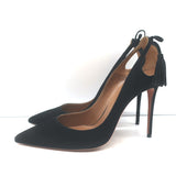 Aquazzura Forever Marilyn Cutout Tassel Pumps Black Suede Size 39