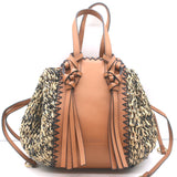 Ulla Johnson Gio Crossbody Bag Melange Raffia & Brown Leather Small Tote NEW