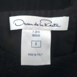 Oscar de la Renta Chiffon-Paneled Boucle Belted Dress Black Wool-Blend Size 8