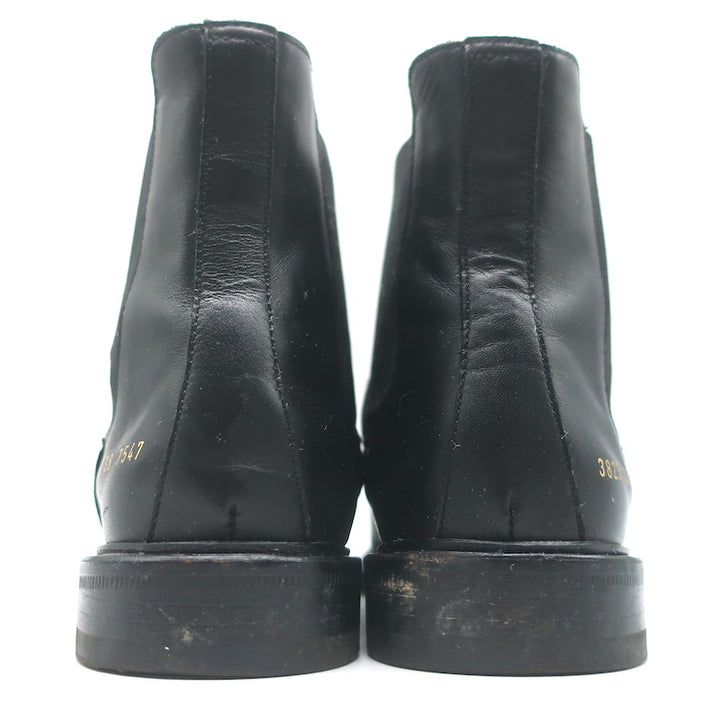 Woman by Common Projects Chelsea Boots Black Leather Size 38 Flat Ankle Boots