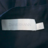 Zimmermann Aliane Scalloped Frill Puff Sleeve Midi Dress Navy Ramie Size 0