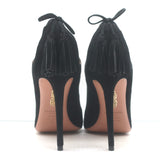 Aquazzura Forever Marilyn Cutout Tassel Pumps Black Suede Size 39