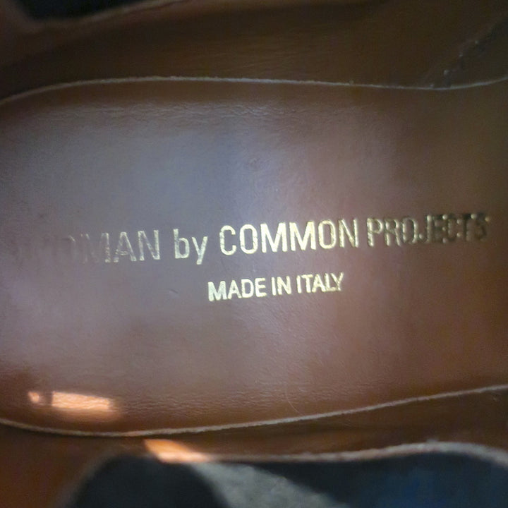 Woman by Common Projects Chelsea Boots Black Leather Size 38 Flat Ankle Boots