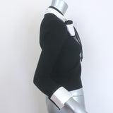 Alice + Olivia Justina Combo Bow Sweater Black Stretch Wool Size Extra Small