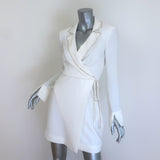 Cinq a Sept Barette Crystal-Trim Blazer Dress White Crepe Size 0 NEW