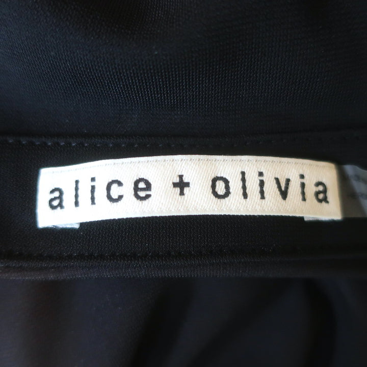 Alice + Olivia Millicent Floral Print Mini Wrap Dress Black Crepe Size 4