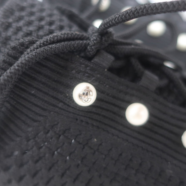 Jimmy Choo Veles Faux Pearl-Embellished Knit Sneakers Black Size 37