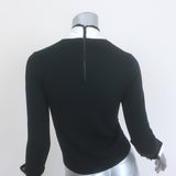 Alice + Olivia Justina Combo Bow Sweater Black Stretch Wool Size Extra Small