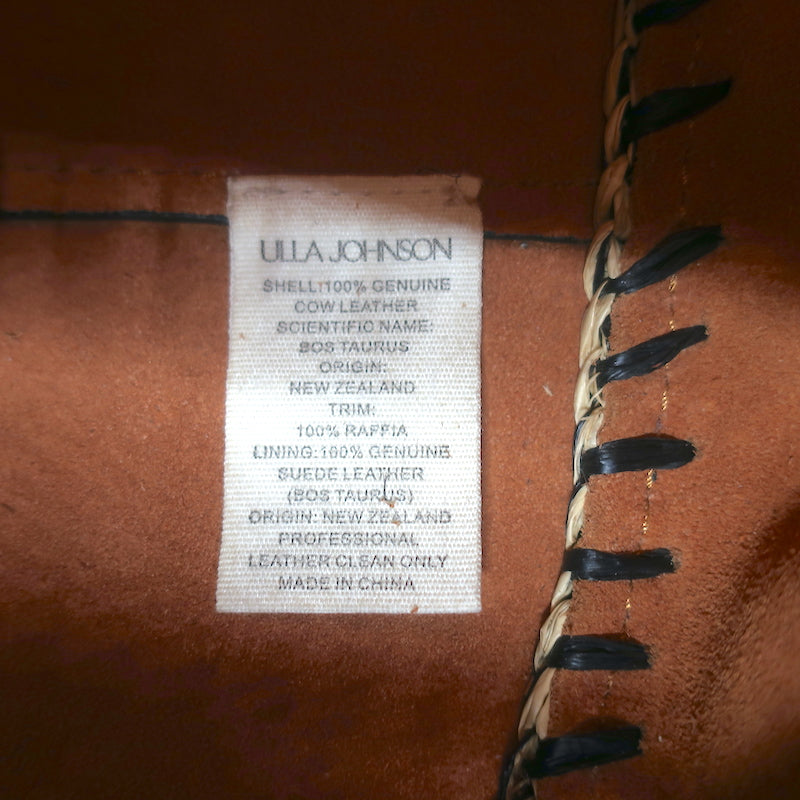 Ulla Johnson Gio Crossbody Bag Melange Raffia &amp; Brown Leather Small Tote NEW