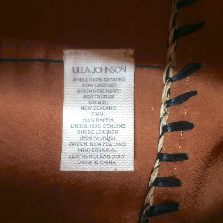 Ulla Johnson Gio Crossbody Bag Melange Raffia &amp; Brown Leather Small Tote NEW