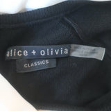 Alice + Olivia Justina Combo Bow Sweater Black Stretch Wool Size Extra Small