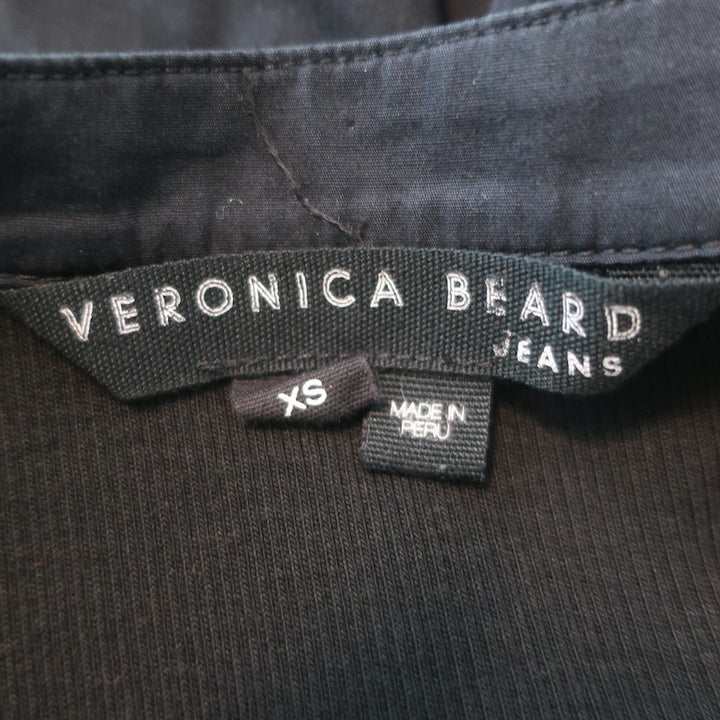 Veronica Beard Davenport Tiered Midi Dress Black Stretch Cotton Size Extra Small