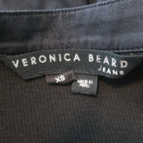 Veronica Beard Davenport Tiered Midi Dress Black Stretch Cotton Size Extra Small