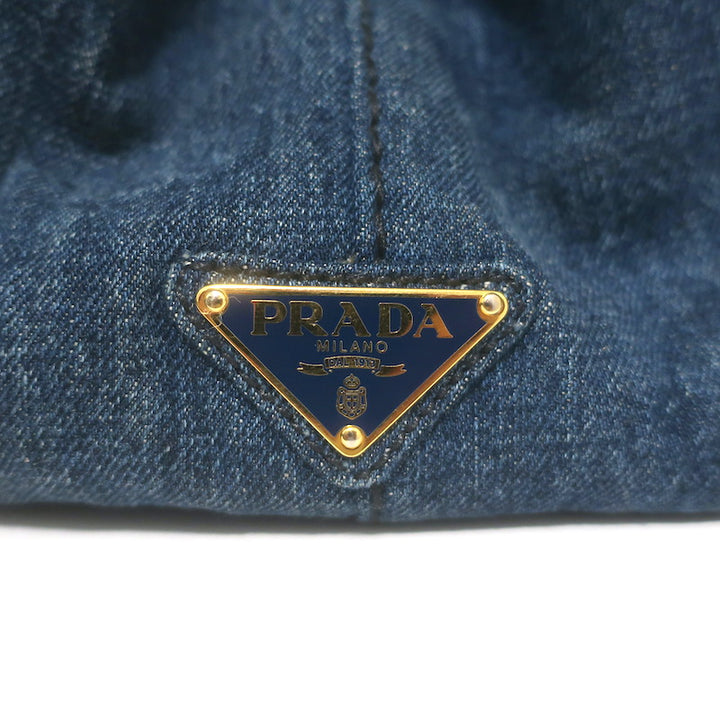 Prada Large Canapa Denim Tote Bag Dark Blue