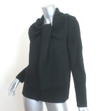 Oscar de la Renta Tie-Neck Jacket Black Wool Crepe Size 4