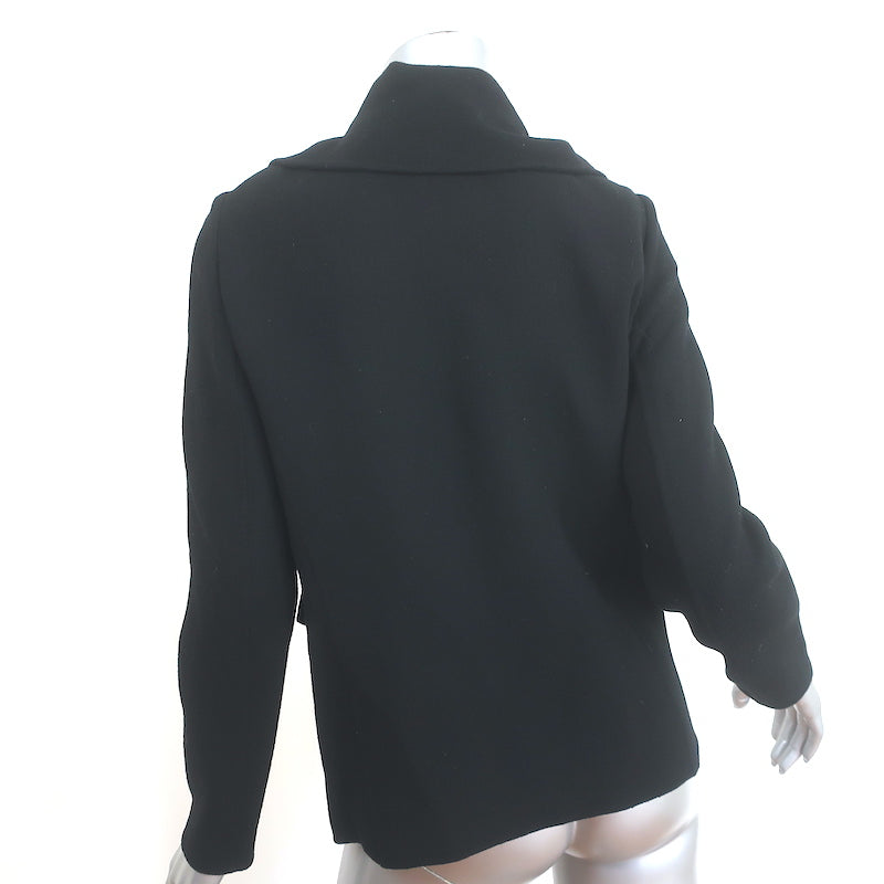 Oscar de la Renta Tie-Neck Jacket Black Wool Crepe Size 4