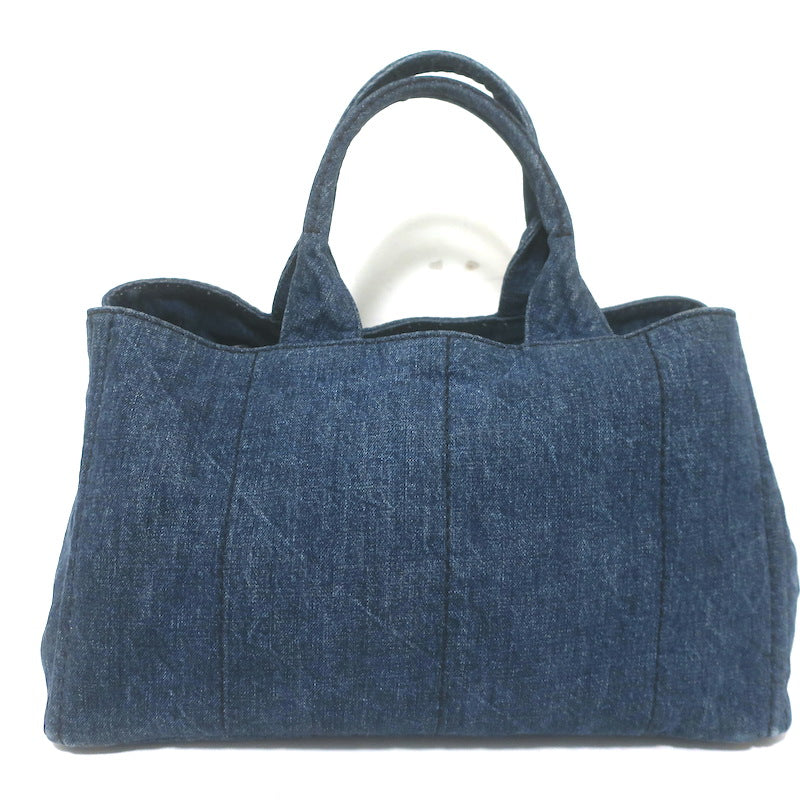 Prada Large Canapa Denim Tote Bag Dark Blue
