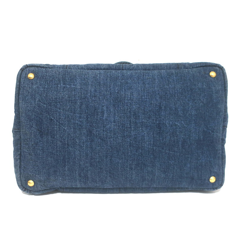 Prada Large Canapa Denim Tote Bag Dark Blue