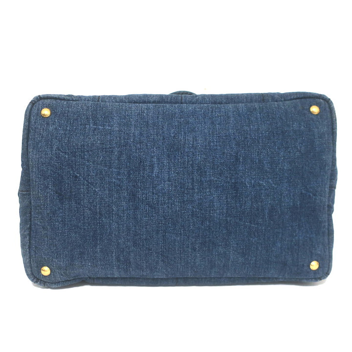 Prada Large Canapa Denim Tote Bag Dark Blue