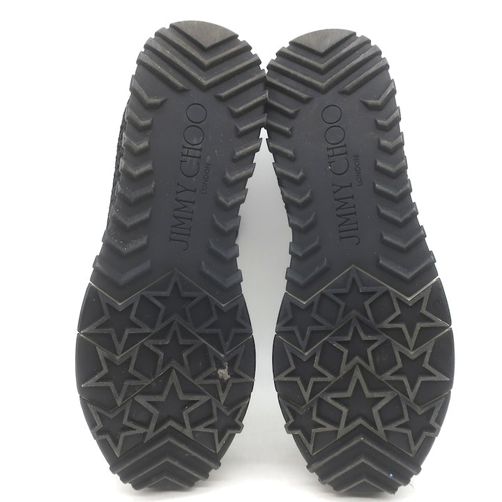 Jimmy Choo Veles Faux Pearl-Embellished Knit Sneakers Black Size 37