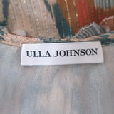 Ulla Johnson Cora Ruffled Top Beige/Multi Lurex Printed Silk Chiffon Size 0