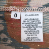 Ulla Johnson Cora Ruffled Top Beige/Multi Lurex Printed Silk Chiffon Size 0