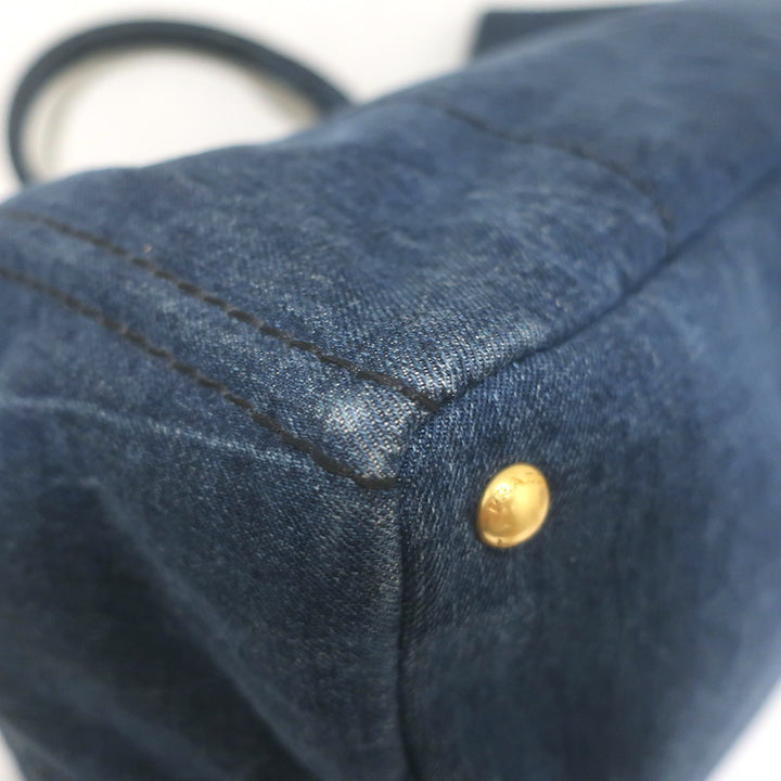Prada Large Canapa Denim Tote Bag Dark Blue