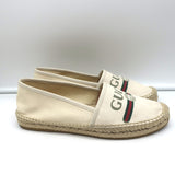 Gucci Logo Espadrilles Cream Canvas Size 39.5