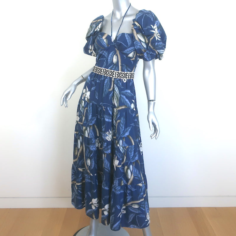 johanna ortiz blue dress Gangaway draped printed crepe mini dress - navy