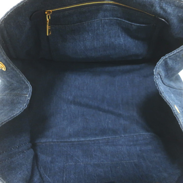 Prada Large Canapa Denim Tote Bag Dark Blue