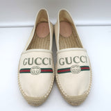 Gucci Logo Espadrilles Cream Canvas Size 39.5