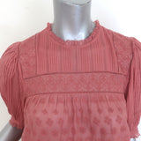 Doen Nerine Embroidered Mini Dress Mirage Pink Cotton-Voile Size Extra Small